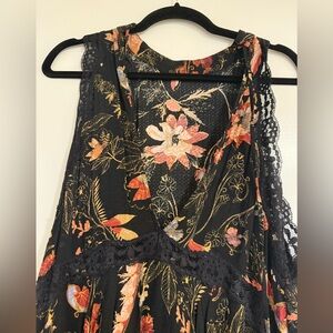 Free People Black Floral Backless Dress